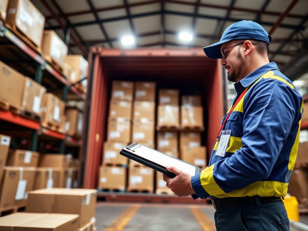 Export cartons being inspected before loading